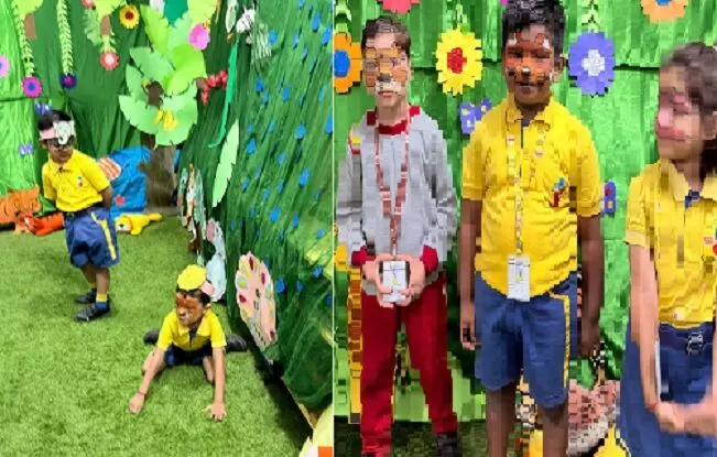 रंग-बिरंगी फेस पेंटिंग और आकर्षक प्रस्तुतियों से बच्चों ने मोहा अभिभावकों का मन